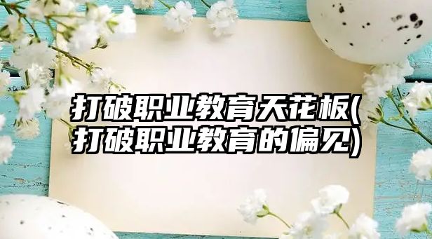 打破職業(yè)教育天花板(打破職業(yè)教育的偏見)