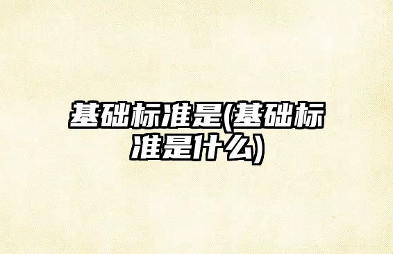 基礎(chǔ)標準是(基礎(chǔ)標準是什么)