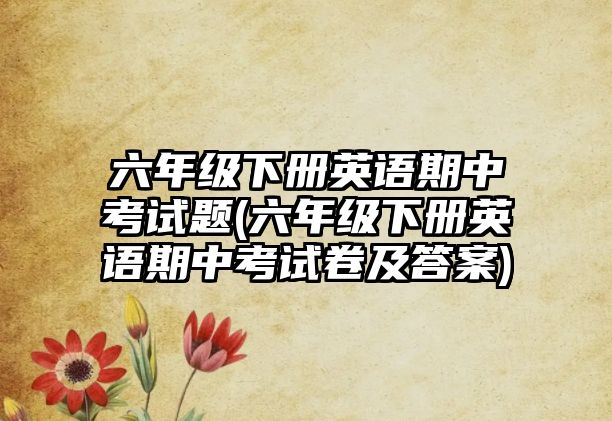 六年級下冊英語期中考試題(六年級下冊英語期中考試卷及答案)