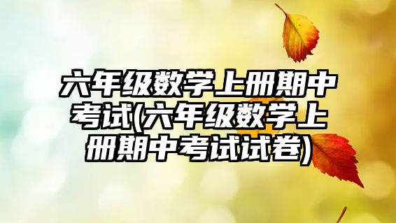 六年級(jí)數(shù)學(xué)上冊(cè)期中考試(六年級(jí)數(shù)學(xué)上冊(cè)期中考試試卷)