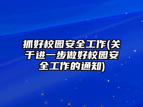 抓好校園安全工作(關(guān)于進(jìn)一步做好校園安全工作的通知)