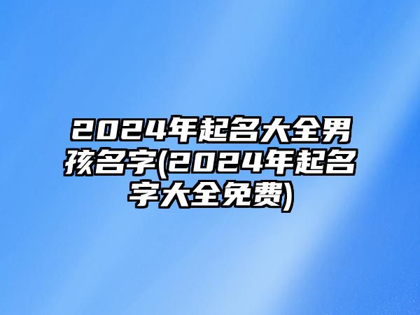 2024年起名大全男孩名字(2024年起名字大全免費(fèi))