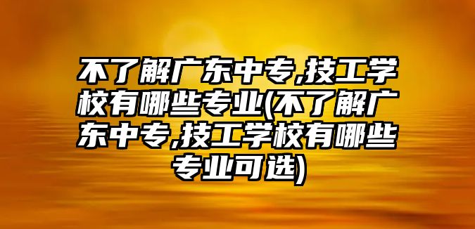 不了解廣東中專,技工學(xué)校有哪些專業(yè)(不了解廣東中專,技工學(xué)校有哪些專業(yè)可選)