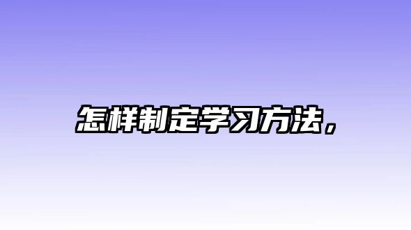 怎樣制定學(xué)習(xí)方法，