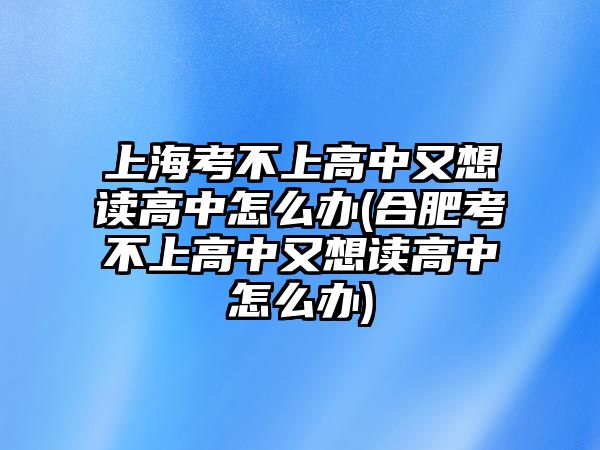 上?？疾簧细咧杏窒胱x高中怎么辦(合肥考不上高中又想讀高中怎么辦)