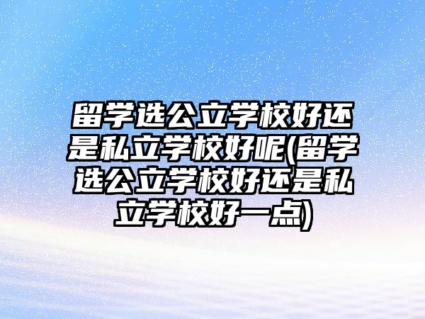 留學(xué)選公立學(xué)校好還是私立學(xué)校好呢(留學(xué)選公立學(xué)校好還是私立學(xué)校好一點(diǎn))