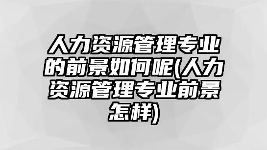 人力資源管理專業(yè)的前景如何呢(人力資源管理專業(yè)前景怎樣)
