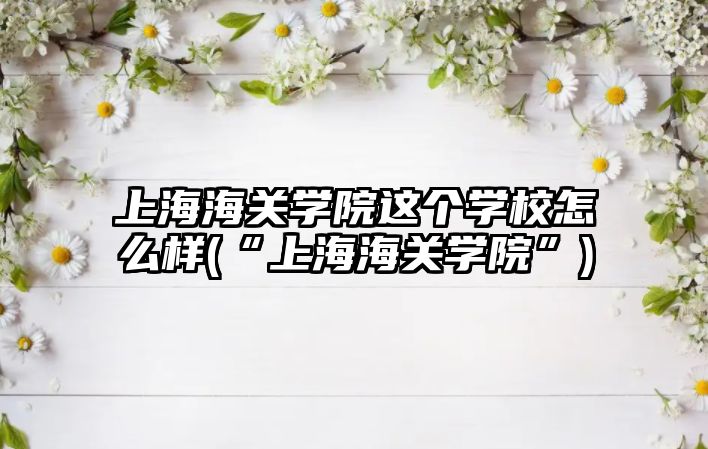 上海海關學院這個學校怎么樣(“上海海關學院”)