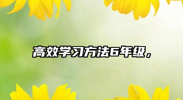 高效學(xué)習(xí)方法6年級(jí)，