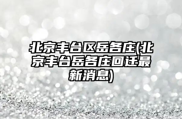 北京豐臺區(qū)岳各莊(北京豐臺岳各莊回遷最新消息)