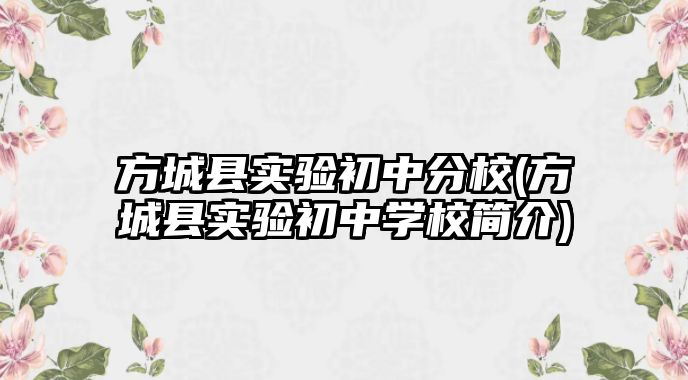方城縣實驗初中分校(方城縣實驗初中學(xué)校簡介)