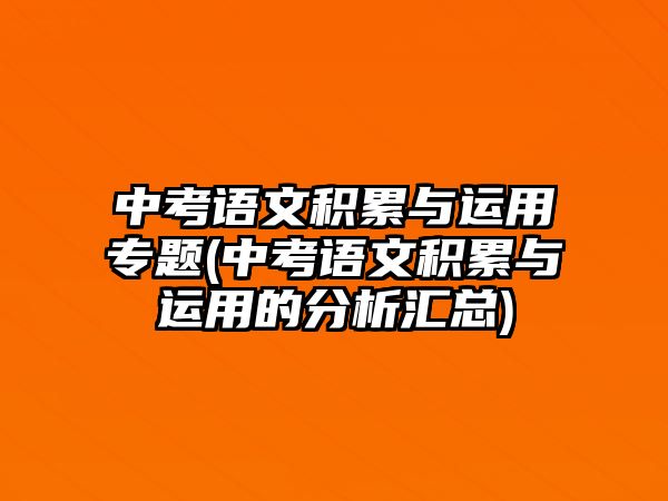 中考語文積累與運(yùn)用專題(中考語文積累與運(yùn)用的分析匯總)