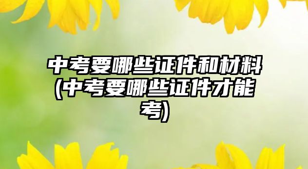 中考要哪些證件和材料(中考要哪些證件才能考)