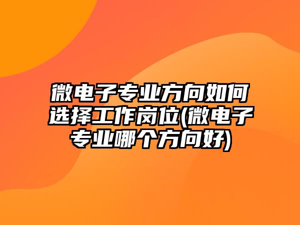 微電子專業(yè)方向如何選擇工作崗位(微電子專業(yè)哪個(gè)方向好)