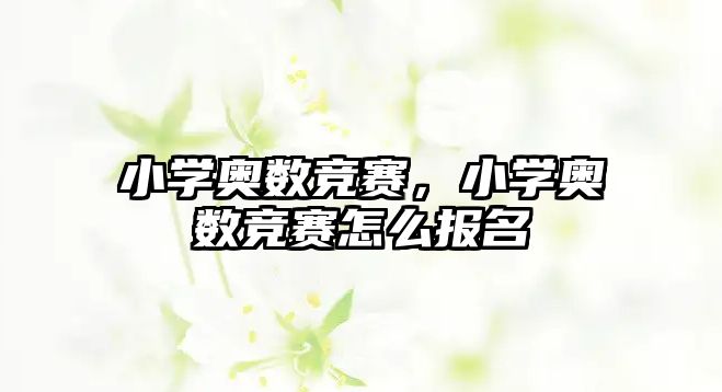 小學奧數(shù)競賽，小學奧數(shù)競賽怎么報名