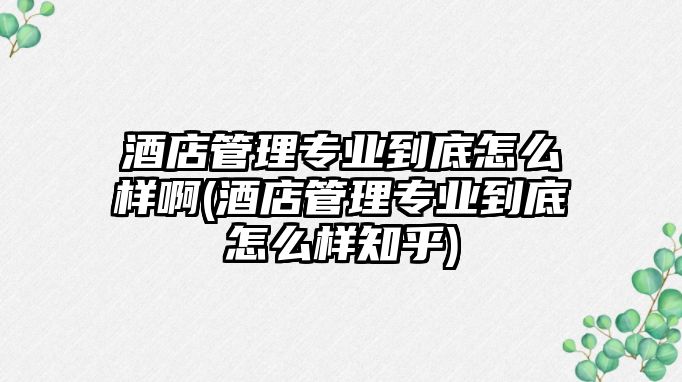 酒店管理專業(yè)到底怎么樣啊(酒店管理專業(yè)到底怎么樣知乎)