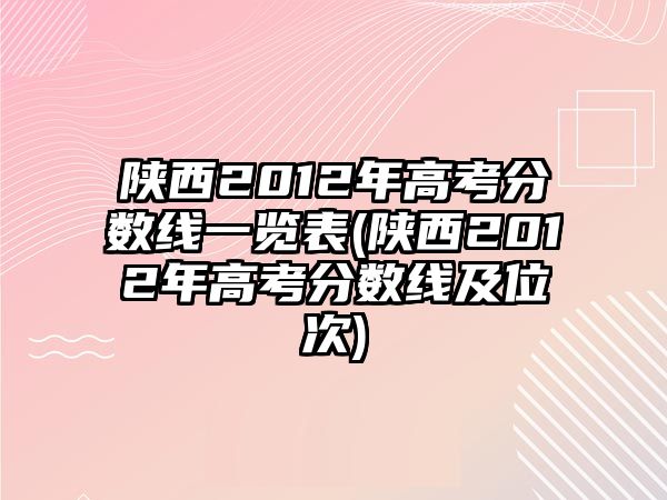 陜西2012年高考分數(shù)線一覽表(陜西2012年高考分數(shù)線及位次)
