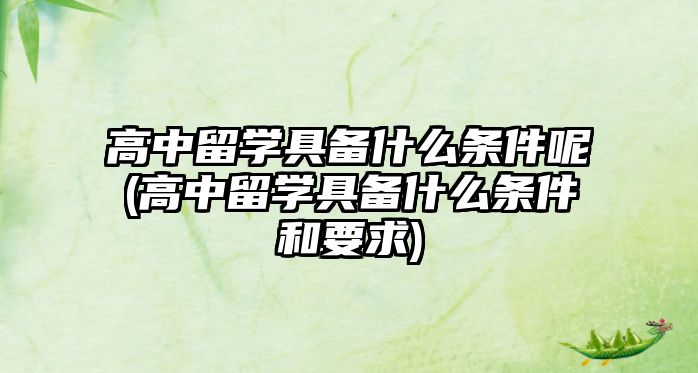 高中留學具備什么條件呢(高中留學具備什么條件和要求)