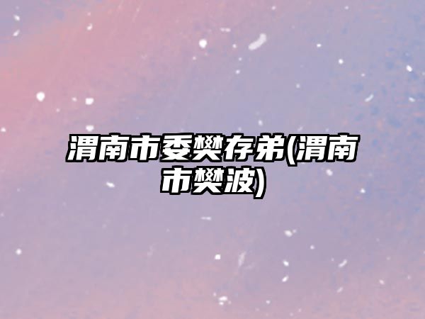 渭南市委樊存弟(渭南市樊波)