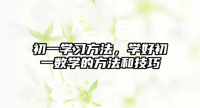 初一學(xué)習(xí)方法，學(xué)好初一數(shù)學(xué)的方法和技巧