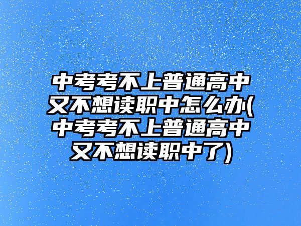 中考考不上普通高中又不想讀職中怎么辦(中考考不上普通高中又不想讀職中了)