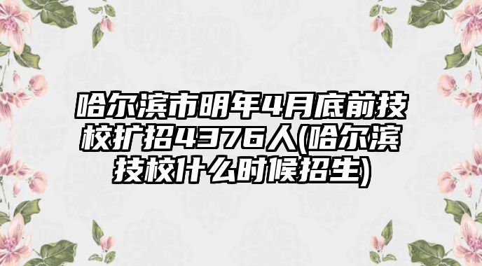 哈爾濱市明年4月底前技校擴(kuò)招4376人(哈爾濱技校什么時候招生)
