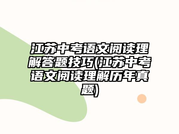 江蘇中考語文閱讀理解答題技巧(江蘇中考語文閱讀理解歷年真題)