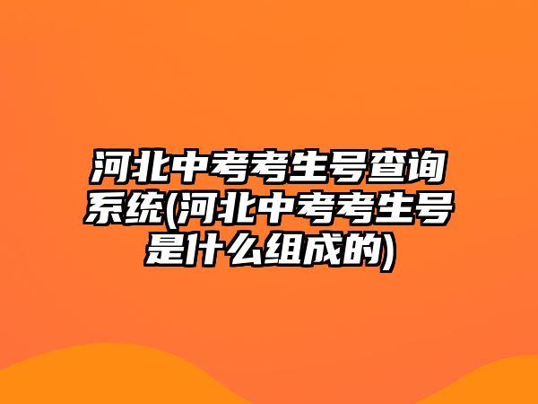 河北中考考生號(hào)查詢系統(tǒng)(河北中考考生號(hào)是什么組成的)