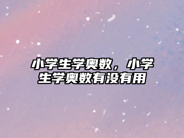 小學生學奧數(shù)，小學生學奧數(shù)有沒有用