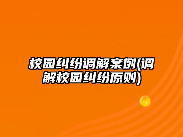 校園糾紛調(diào)解案例(調(diào)解校園糾紛原則)