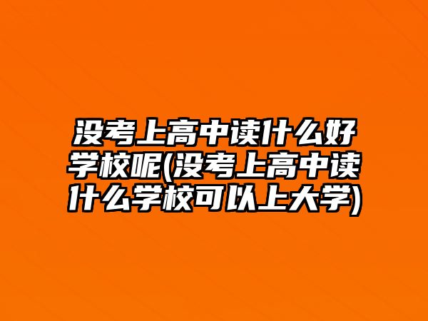 沒考上高中讀什么好學(xué)校呢(沒考上高中讀什么學(xué)校可以上大學(xué))