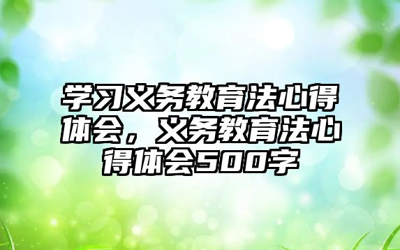學(xué)習(xí)義務(wù)教育法心得體會，義務(wù)教育法心得體會500字