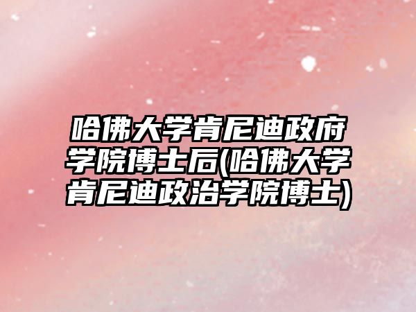 哈佛大學(xué)肯尼迪政府學(xué)院博士后(哈佛大學(xué)肯尼迪政治學(xué)院博士)