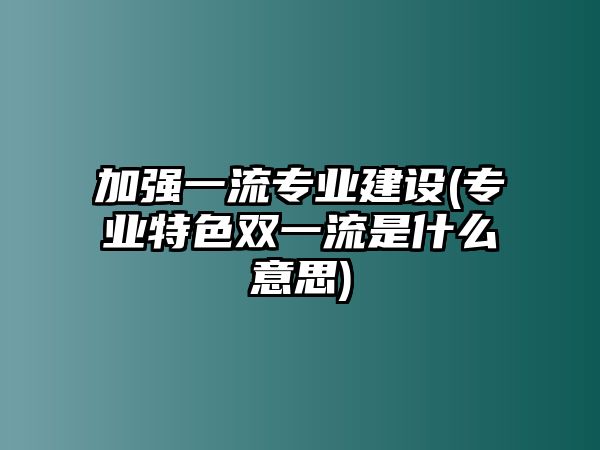 加強(qiáng)一流專(zhuān)業(yè)建設(shè)(專(zhuān)業(yè)特色雙一流是什么意思)
