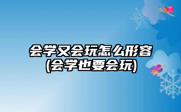 會學又會玩怎么形容(會學也要會玩)