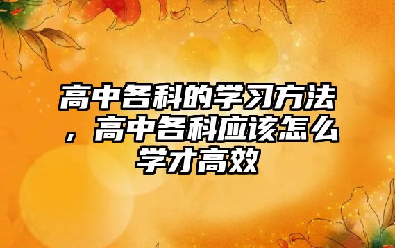 高中各科的學(xué)習(xí)方法，高中各科應(yīng)該怎么學(xué)才高效