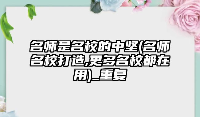 名師是名校的中堅(jiān)(名師名校打造,更多名校都在用)_重復(fù)