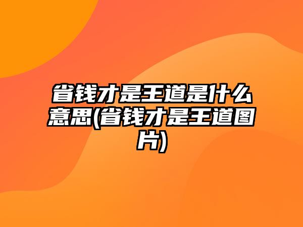 省錢才是王道是什么意思(省錢才是王道圖片)