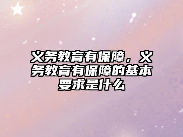 義務(wù)教育有保障,義務(wù)教育有保障的基本要求是什么
