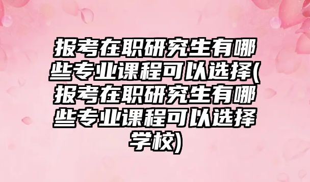 報考在職研究生有哪些專業(yè)課程可以選擇(報考在職研究生有哪些專業(yè)課程可以選擇學校)