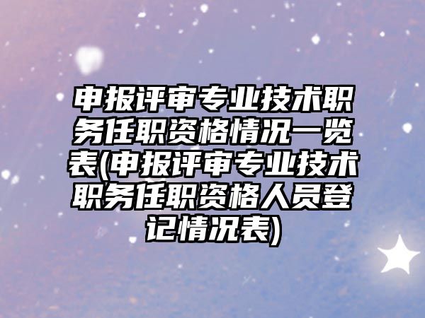 申報評審專業(yè)技術(shù)職務(wù)任職資格情況一覽表(申報評審專業(yè)技術(shù)職務(wù)任職資格人員登記情況表)