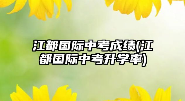 江都國際中考成績(江都國際中考升學(xué)率)