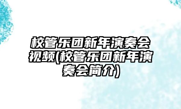 校管樂團新年演奏會視頻(校管樂團新年演奏會簡介)