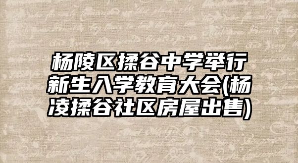 楊陵區(qū)揉谷中學(xué)舉行新生入學(xué)教育大會(楊凌揉谷社區(qū)房屋出售)