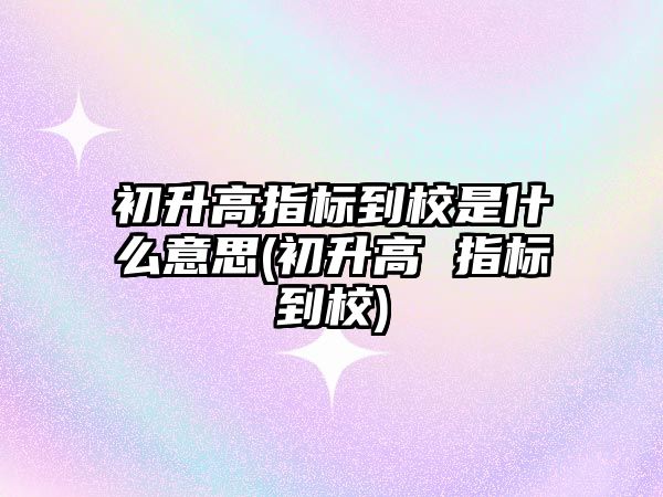 初升高指標到校是什么意思(初升高 指標到校)