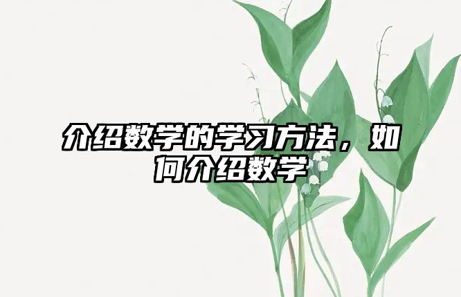 介紹數(shù)學(xué)的學(xué)習(xí)方法，如何介紹數(shù)學(xué)
