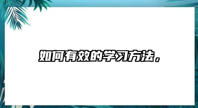 如何有效的學(xué)習(xí)方法，