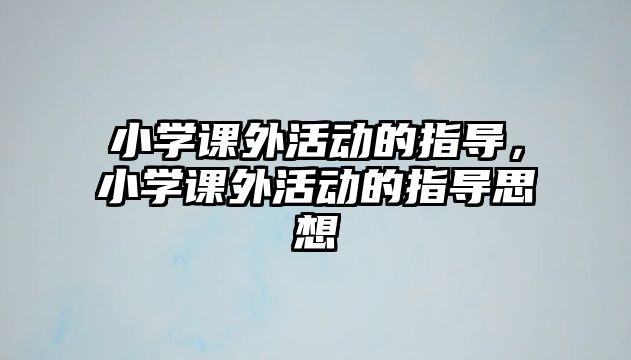 小學(xué)課外活動(dòng)的指導(dǎo)，小學(xué)課外活動(dòng)的指導(dǎo)思想