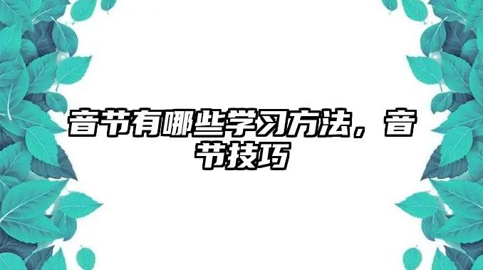 音節(jié)有哪些學(xué)習(xí)方法，音節(jié)技巧