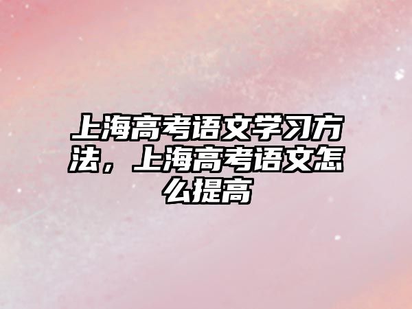 上海高考語文學(xué)習(xí)方法，上海高考語文怎么提高